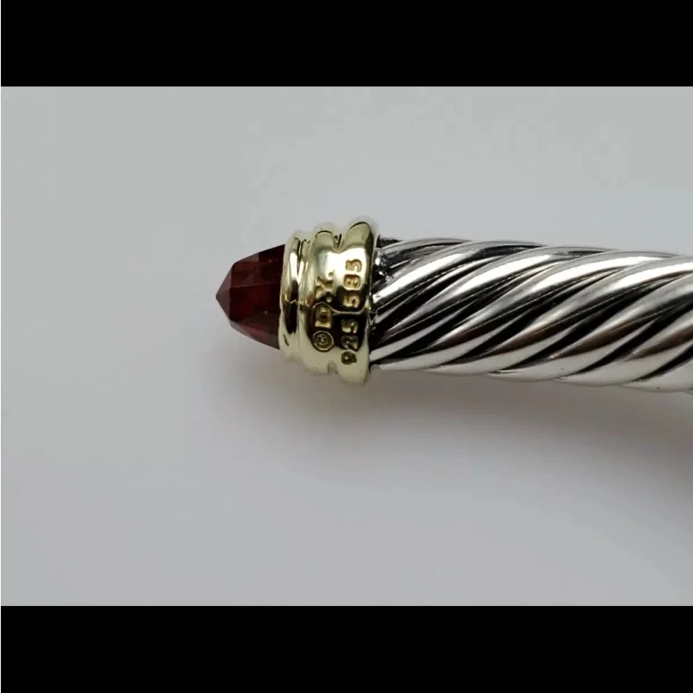David Yurman Cable Classics Bracelet with Garnet and 14K Gold, 5mm - Picture 7 of 8